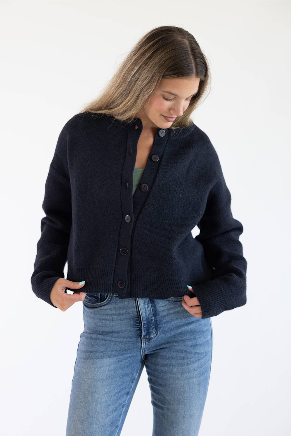 Things Between Alyssa Cardigan for Women in Navy | TBW285-G-NVY