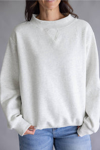 Things Between Mock Neck Fleece Pullover for Women in Heather White