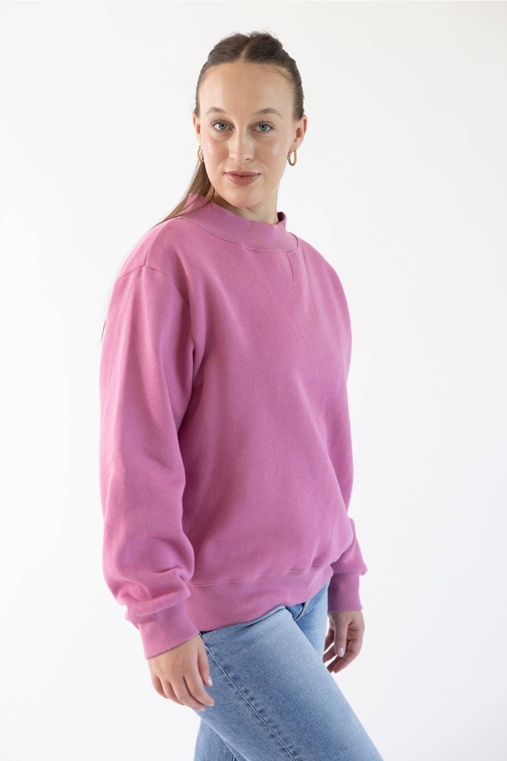 Things Between Mock Neck Fleece Pullover for Women in Rose | TBT14112-G-ROS