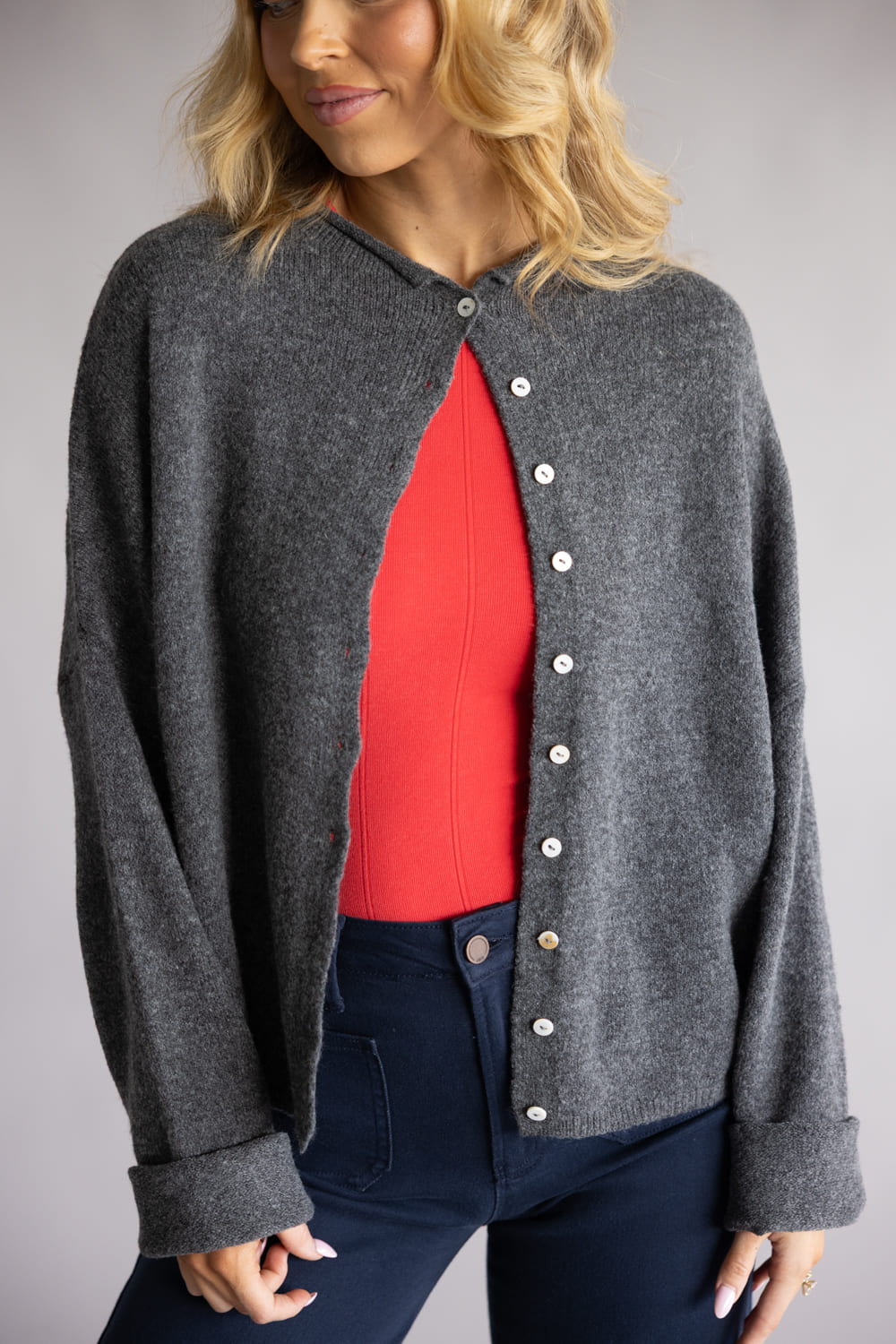 Things Between Piper Cardigan for Women in Charcoal | TBW237-CHC