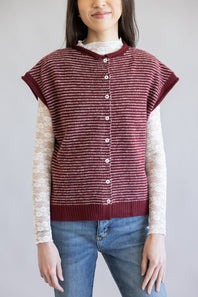 Things Between Stripe Cap Sleeve Piper Cardigan for Women in Wine
