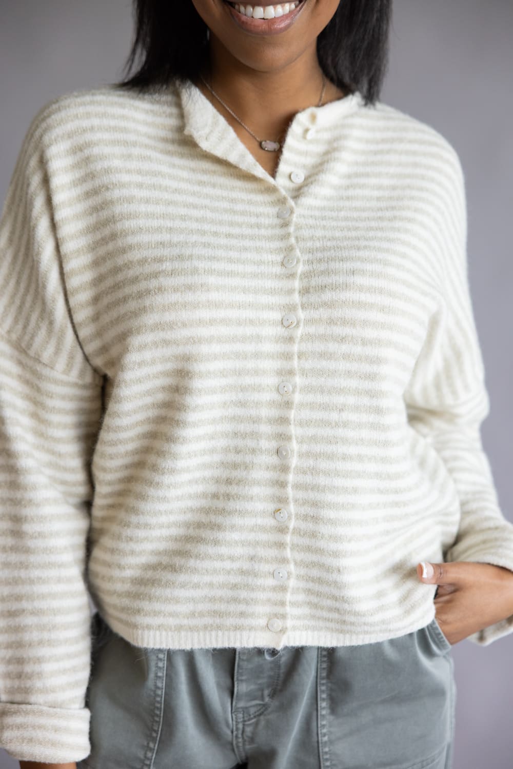Things Between Stripe Piper Cardigan for Women in Cream