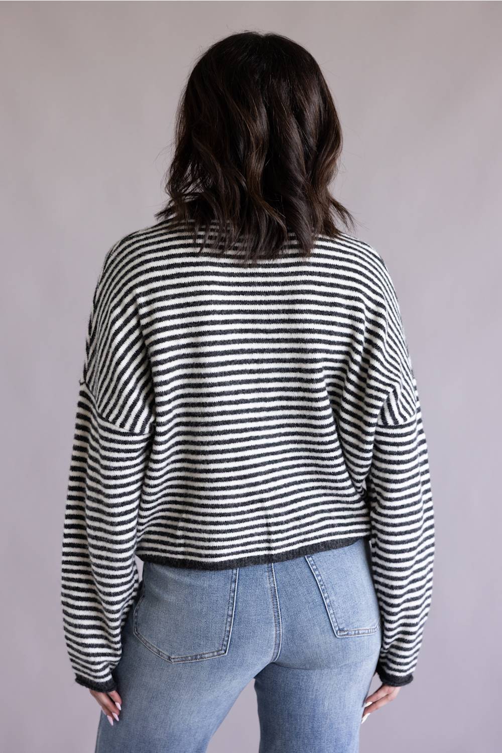 Things Between Striped Piper Cardigan for Women in Charcoal