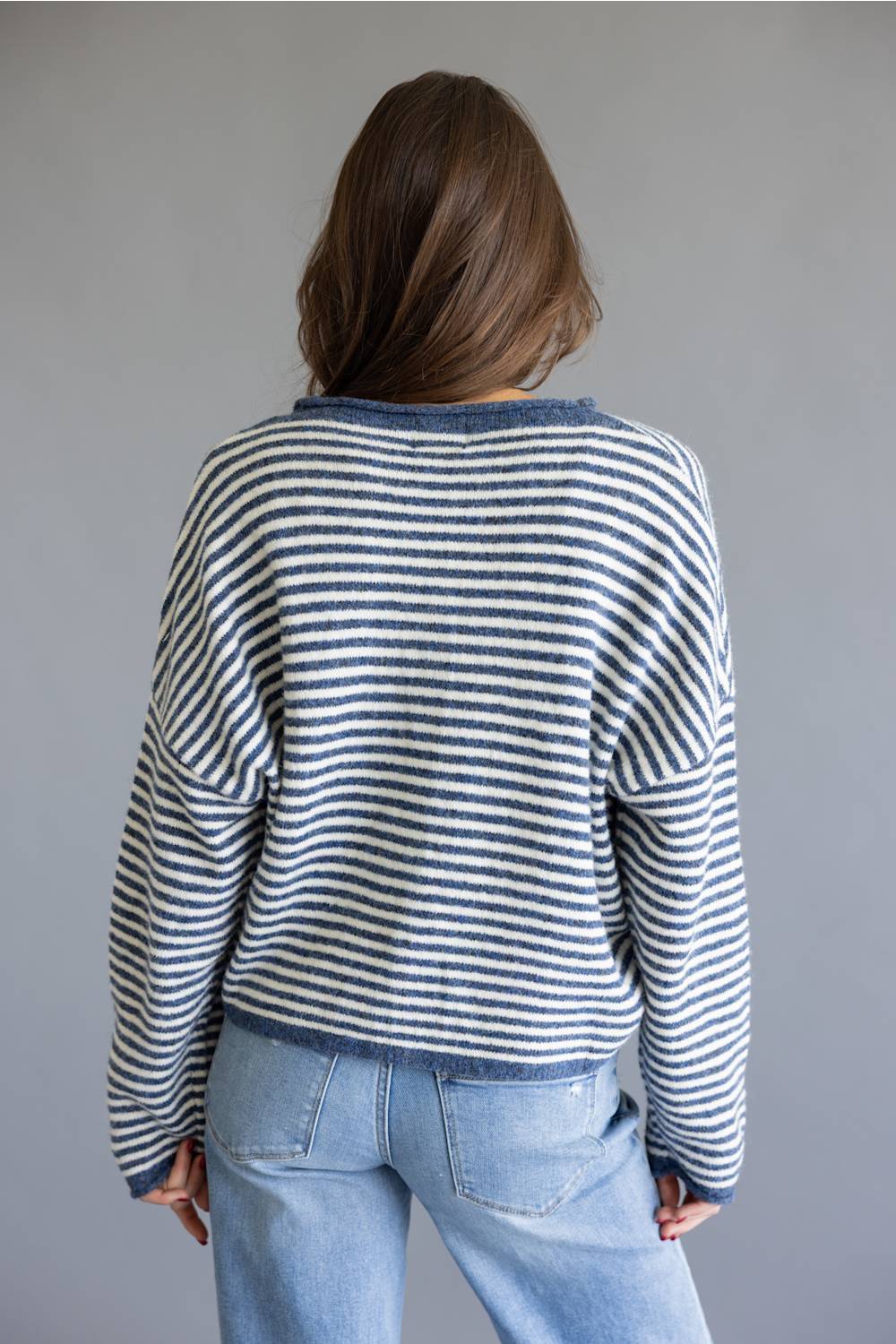 Things Between Striped Piper Cardigan for Women in Denim