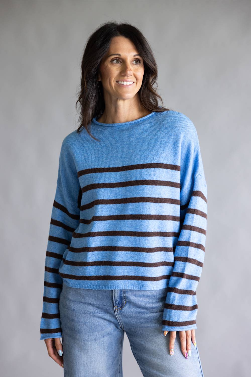 Things Between Striped Piper Pullover for Women in Blue