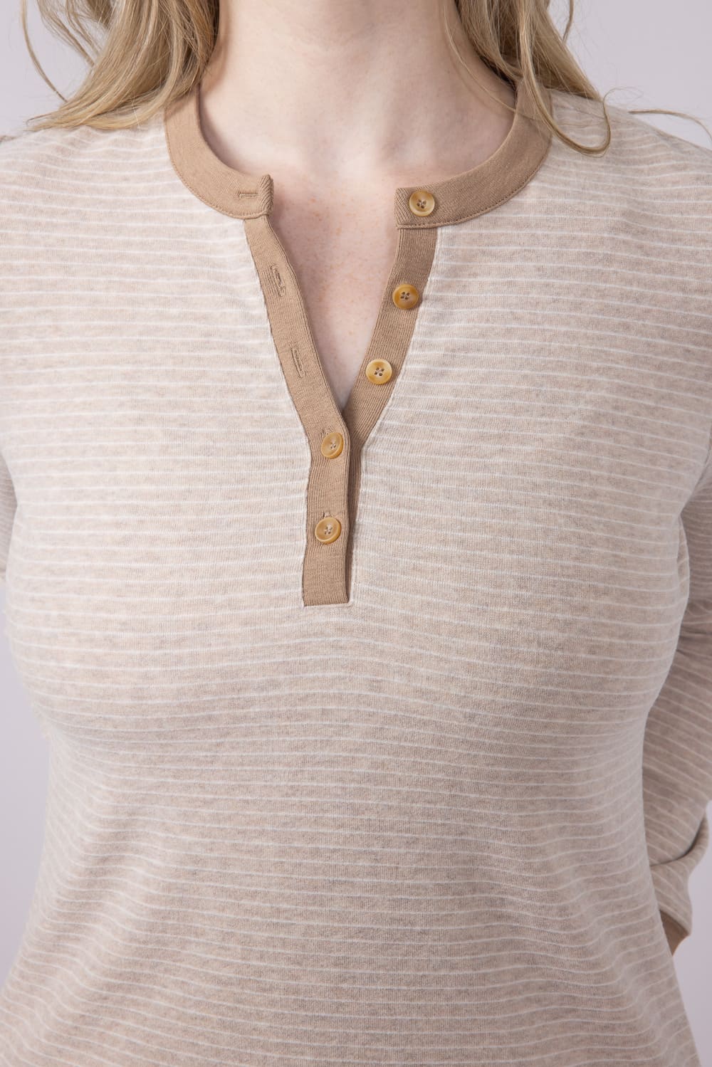 Thread & Supply Aeris Stripe Shirt for Women in Tan White