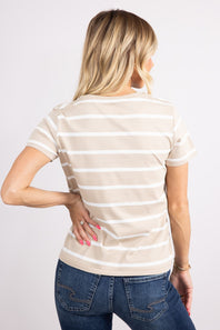 Thread & Supply Asher Striped T-Shirt for Women in Tan/White
