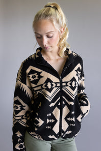 Thread & Supply Canyon Jacket for Women in Cream Black Aztec