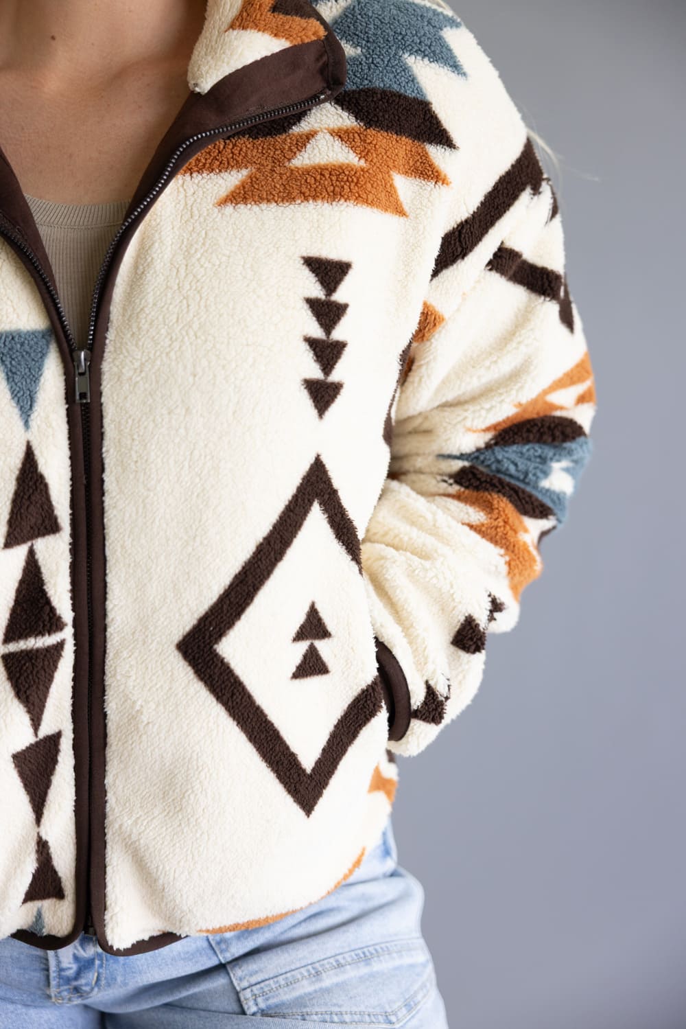 トップス 2000s bajra patterned w-zip knit jacket Thread & Supply Canyon Jacket for Women in Cream Hazel Aztec