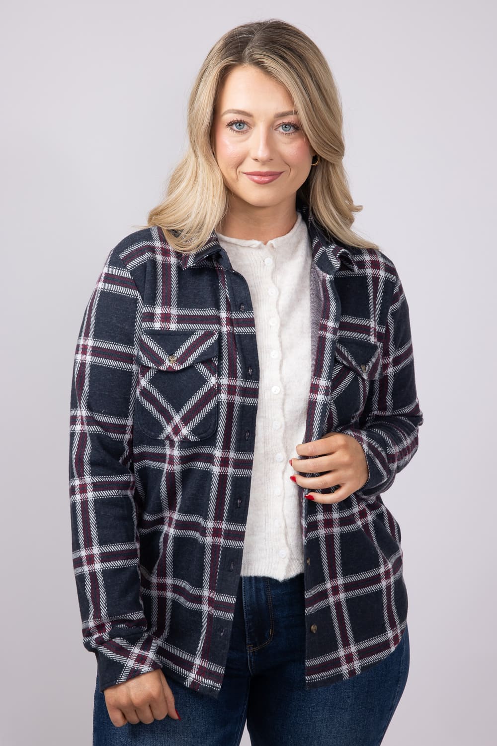 Thread & Supply Cassin Soft Luxe Button Up Shirt in Black Red Plaid