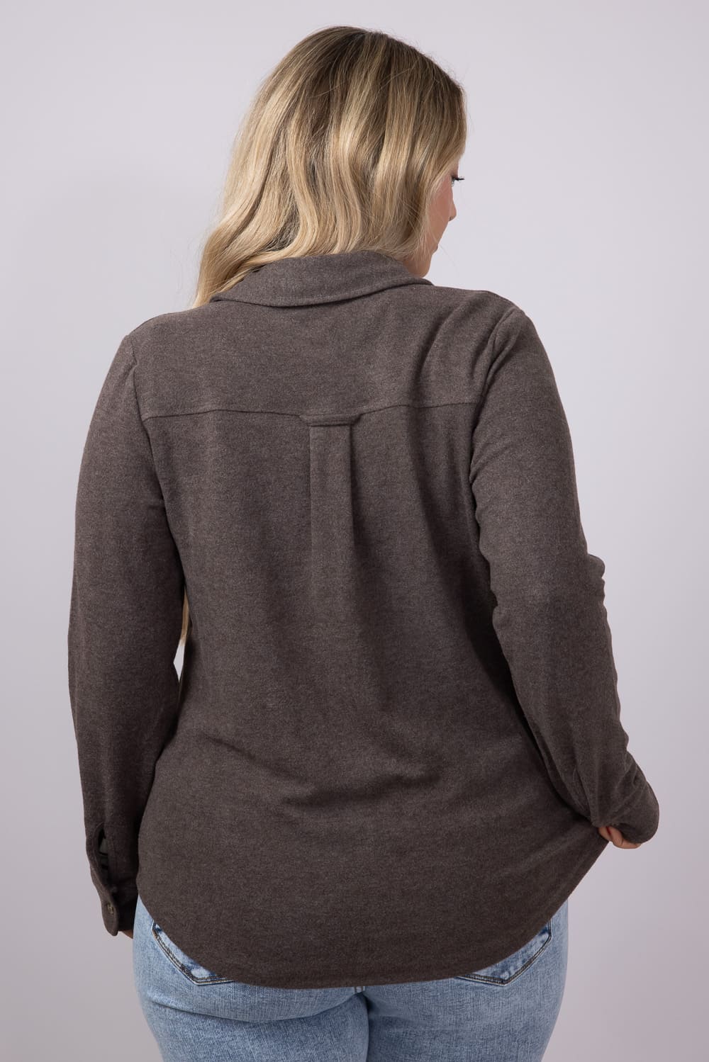 Thread & Supply Cassin Soft Luxe Button Up Shirt in Brown Heather