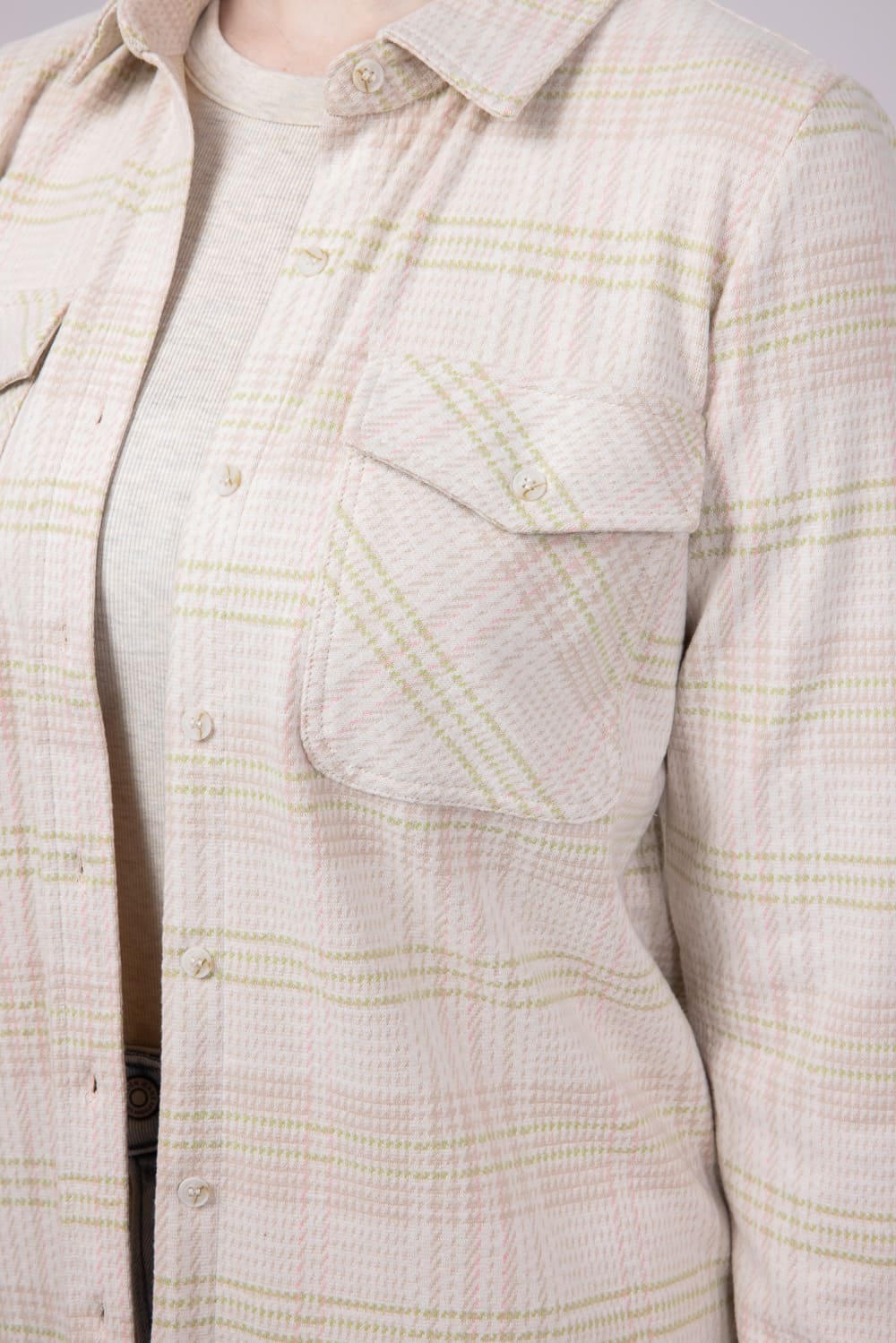 Thread & Supply Cassin Soft Luxe Button Up Shirt in Cream Multi Plaid