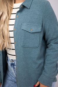 Thread & Supply Cassin Soft Luxe Button Up Shirt in Spruce Heather