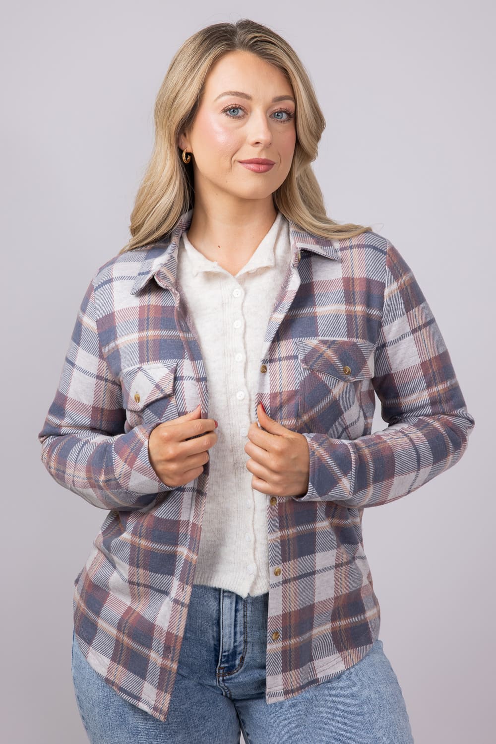 Thread & Supply Cassin Soft Luxe Button Up Shirt in Vintage Indigo Plaid