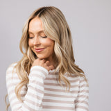 Thread & Supply Jess Striped Long Sleeve Shirt for Women in White/Tan