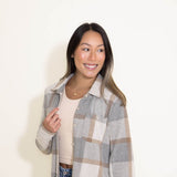 Thread & Supply Lewis Soft Luxe Button Up Shirt for Women in Grey/Brown Plaid