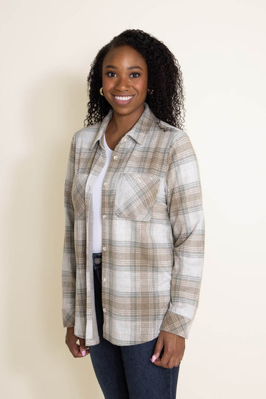 Thread & Supply Lewis Button Up Shirt for Women in White/Sage