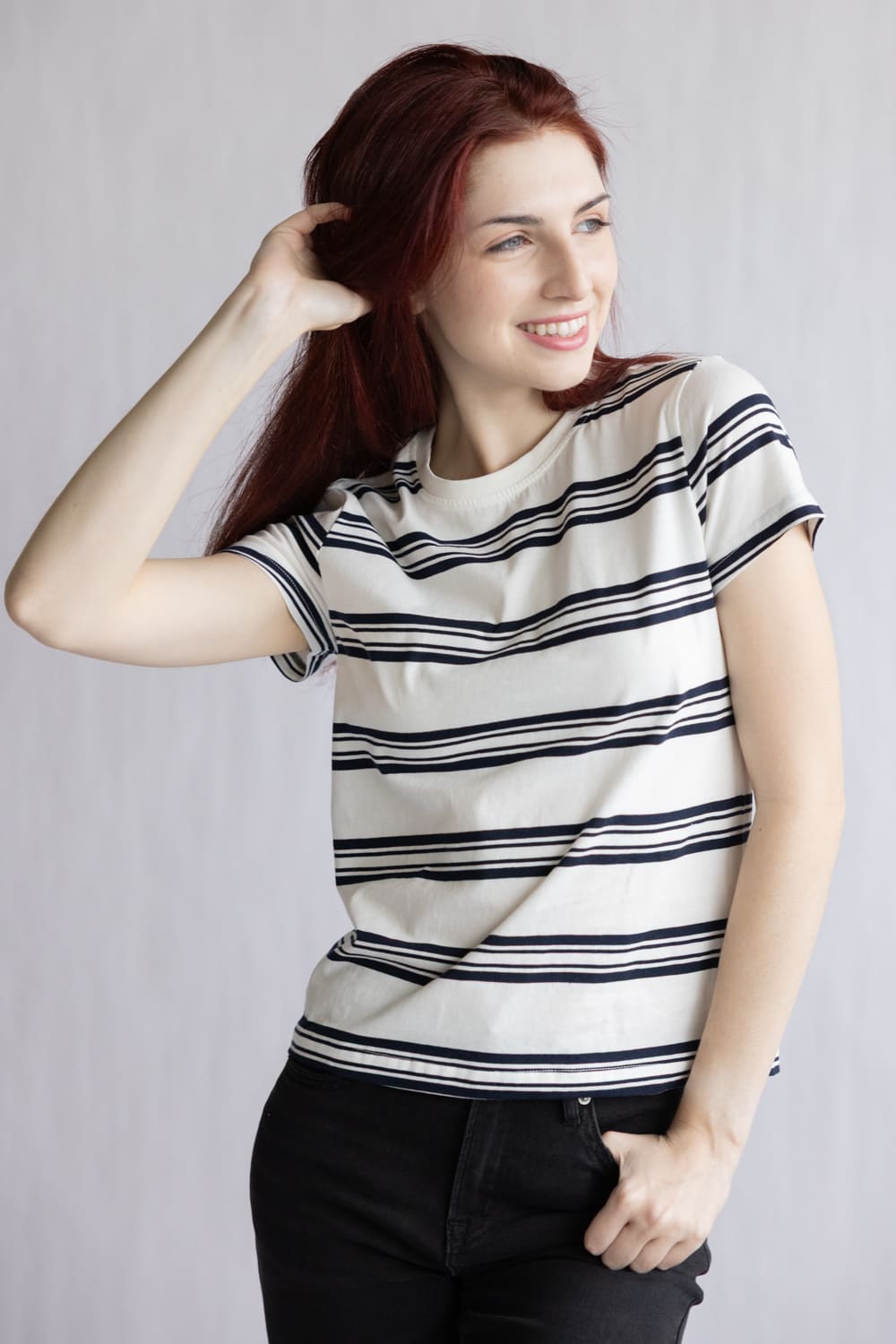 Thread & Supply Natalie Tee for Women in Ivory Navy