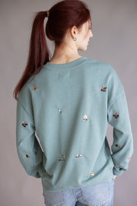 Thread & Supply Road Trip Sweatshirt for Women in Teal Blue