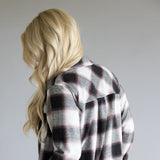 Thread & Supply Saja Button Up Shirt for Women in Black White Rose Plaid