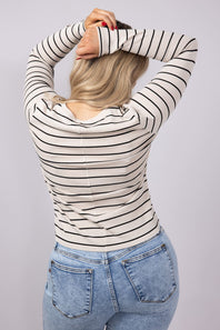 Thread & Supply Lauren Stripe Shirt for Women in Birch Black