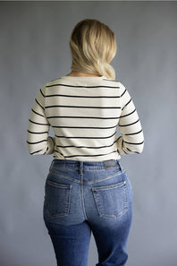 Thread & Supply Stacy Stripe Shirt for Women in Off White/Black
