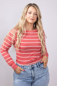 Thread & Supply Stacy Stripe Shirt for Women in Rose/Off White