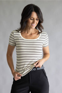 Thread & Supply Striped Katara T-Shirt for Women in Off White