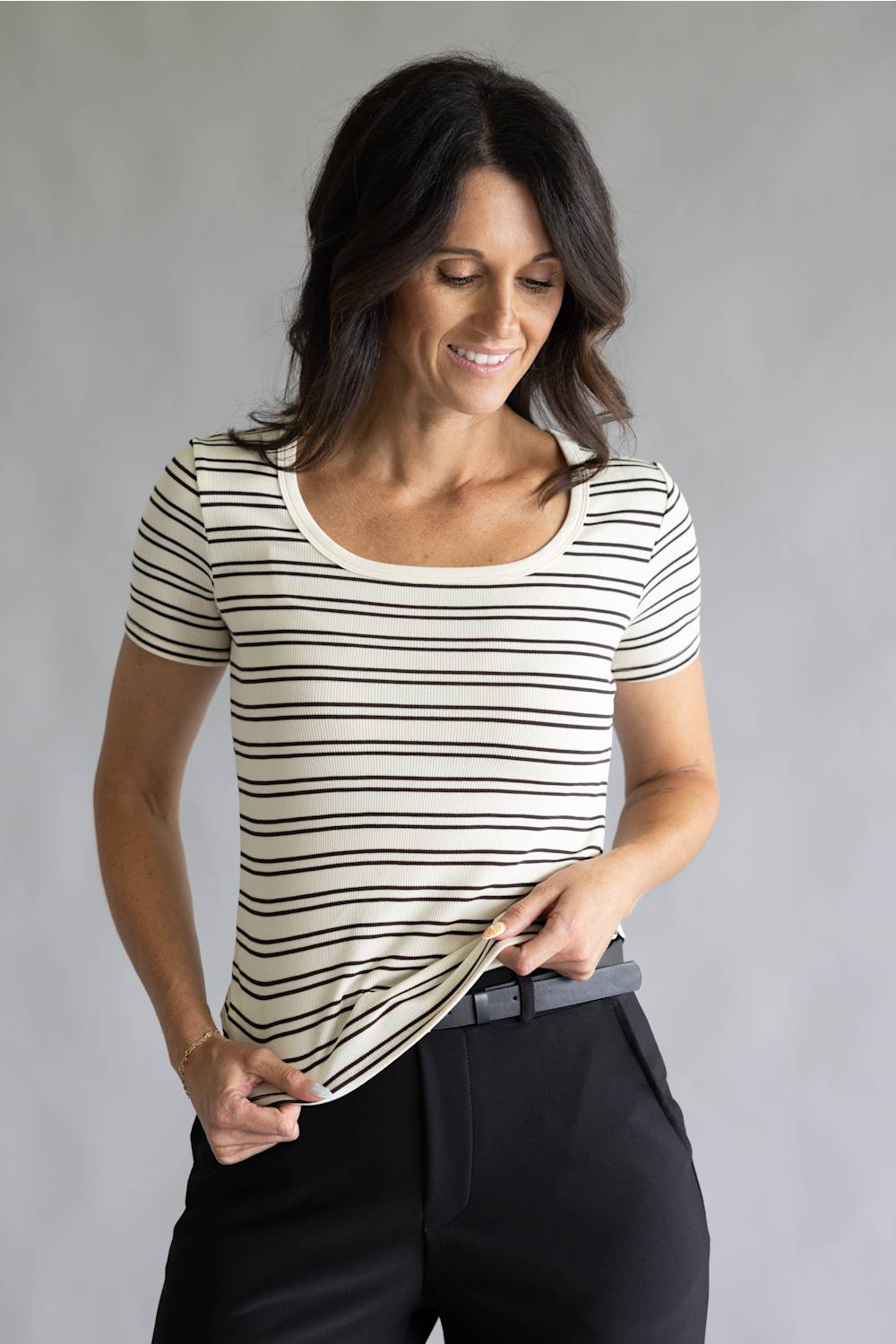 Thread & Supply Striped Katara T-Shirt for Women in Off White