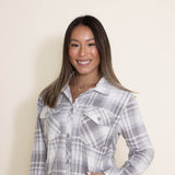 Thread & Supply Tullis Shacket for Women in Grey/White Plaid