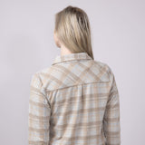 Thread & Supply Lewis Soft Luxe Button Up Shirt for Women in Beige/Blue Plaid