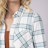 Thread & Supply Lewis Soft Luxe Button Up Shirt for Women in Ivory/Mint Plaid