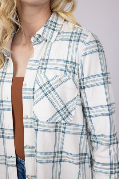 Thread & Supply Lewis Soft Luxe Button Up Shirt for Women in Ivory/Mint Plaid