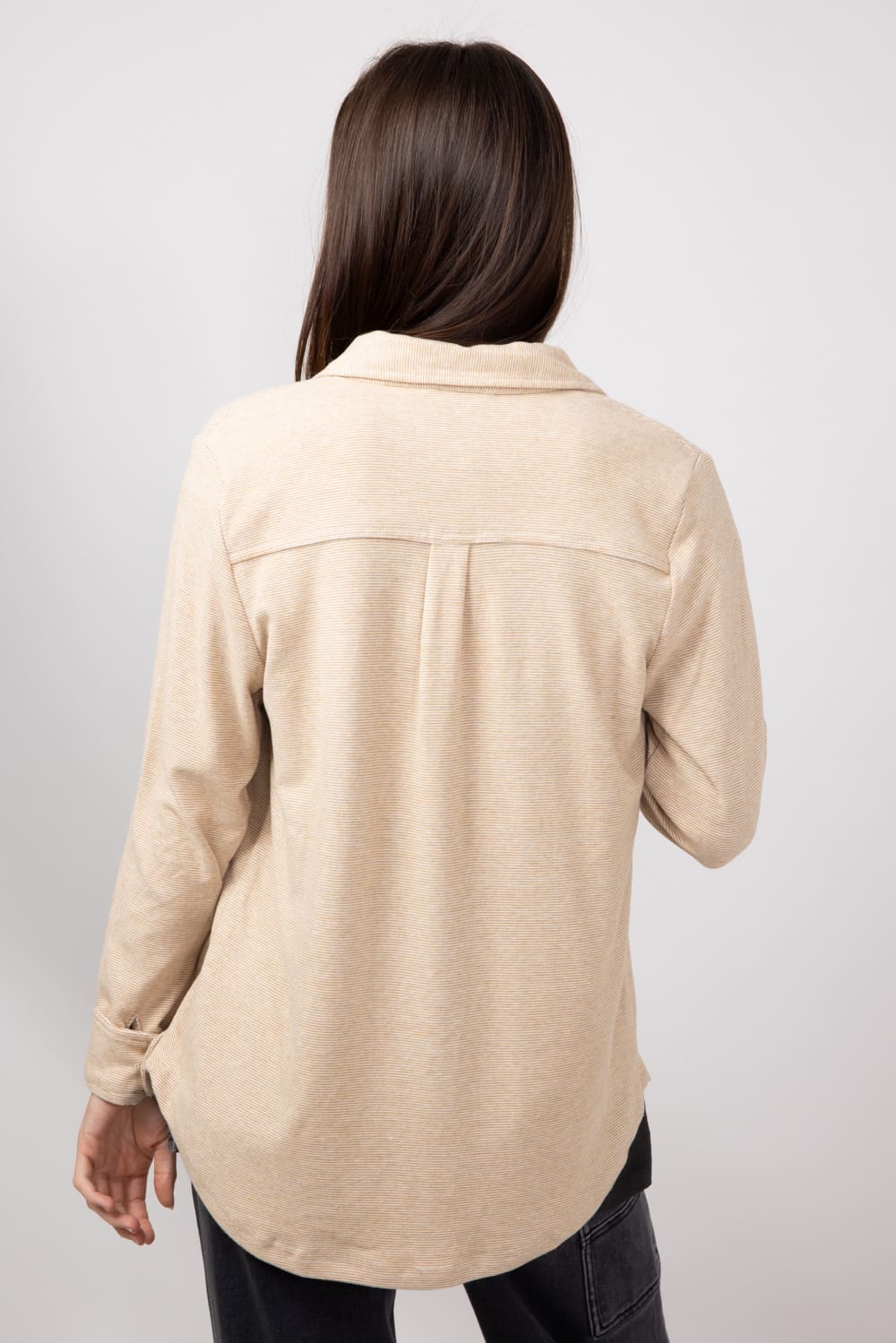 Thread & Supply Lewis Soft Luxe Button Up Shirt for Women in Striped Iced Coffee