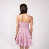 Tiered Babydoll Floral Mini Dress for Women in Light Pink