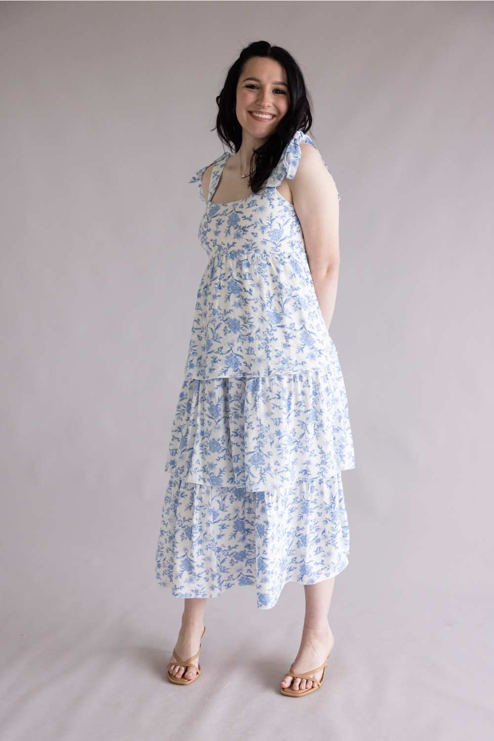 Tiered Floral Maxi Dress for Women in Blue at Glik's , M