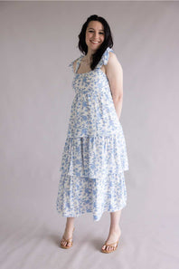 Blu Pepper tiered floral maxi dress blue multi