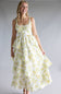 Tiered Tie Back Floral Maxi Dress for Women in White/Yellow