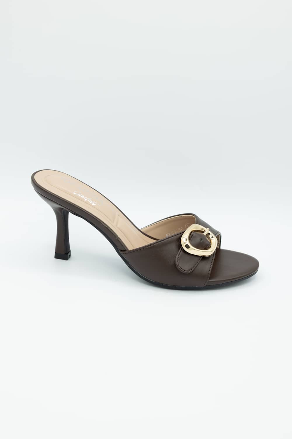 Top Moda Elsa Buckle Kitten Heels for Women in Brown