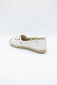 Top Moda Floral Cut Out Flats for Women in White
