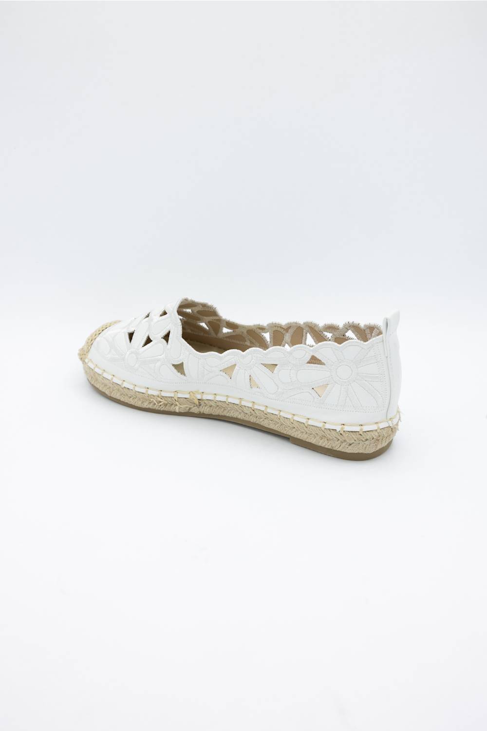 Top Moda Floral Cut Out Flats for Women in White
