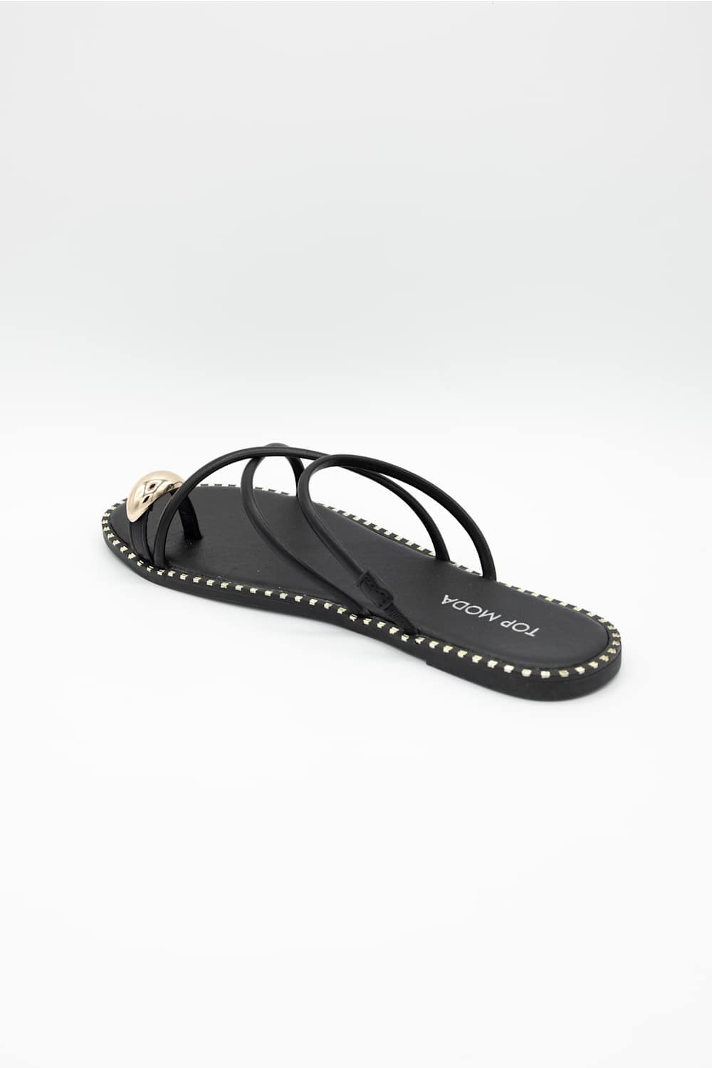Top Moda Mick Toe Loop Slides for Women in Black