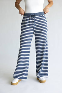 Tres Bien Striped Cloudy Knit Pants for Women in Denim