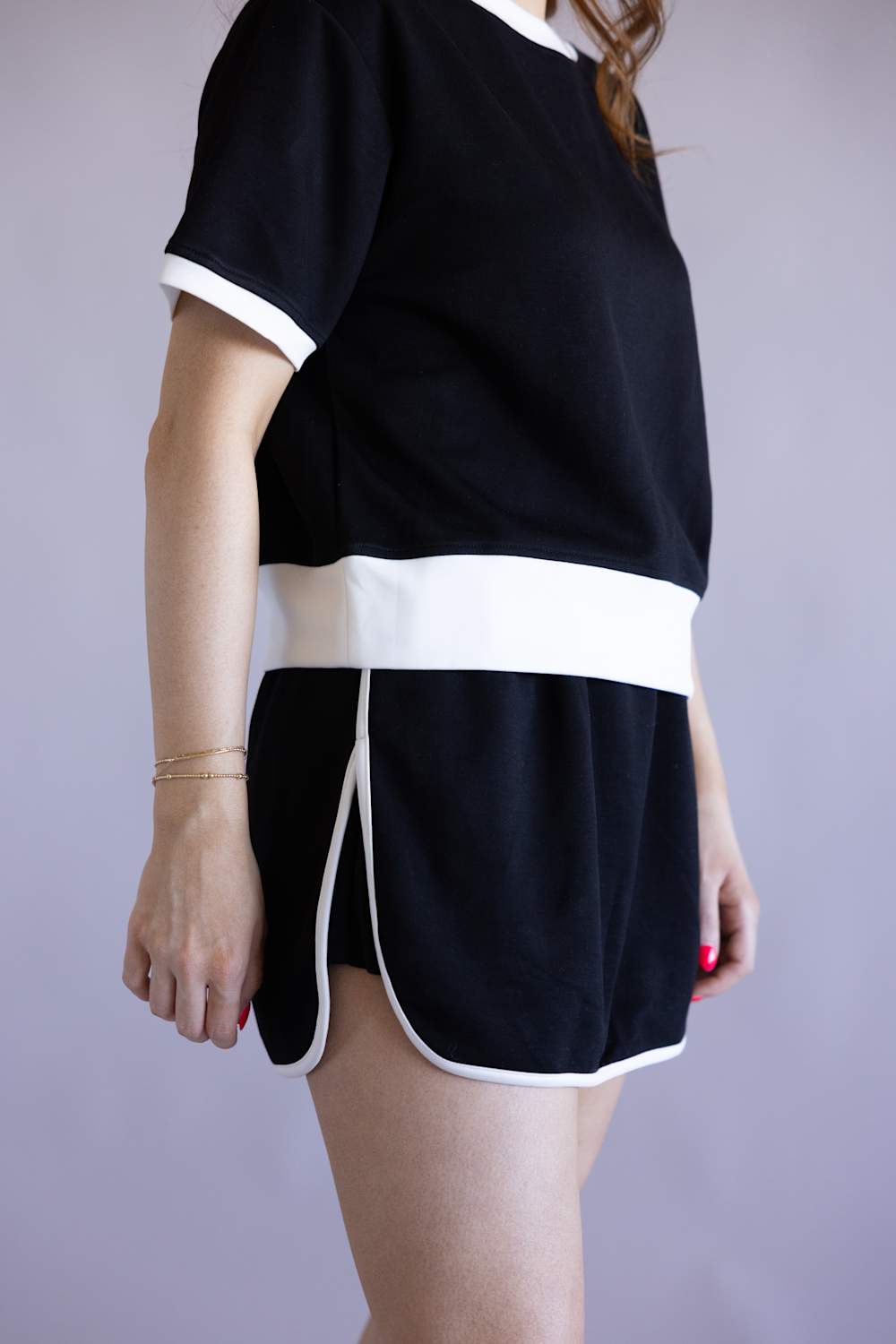 Two Piece Scuba Set for Women in Black/White