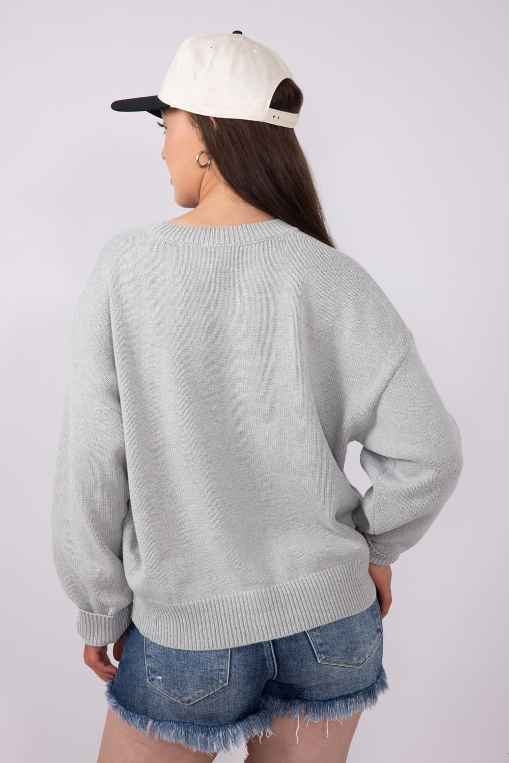 USA Bear Crewneck Sweater for Women in Grey