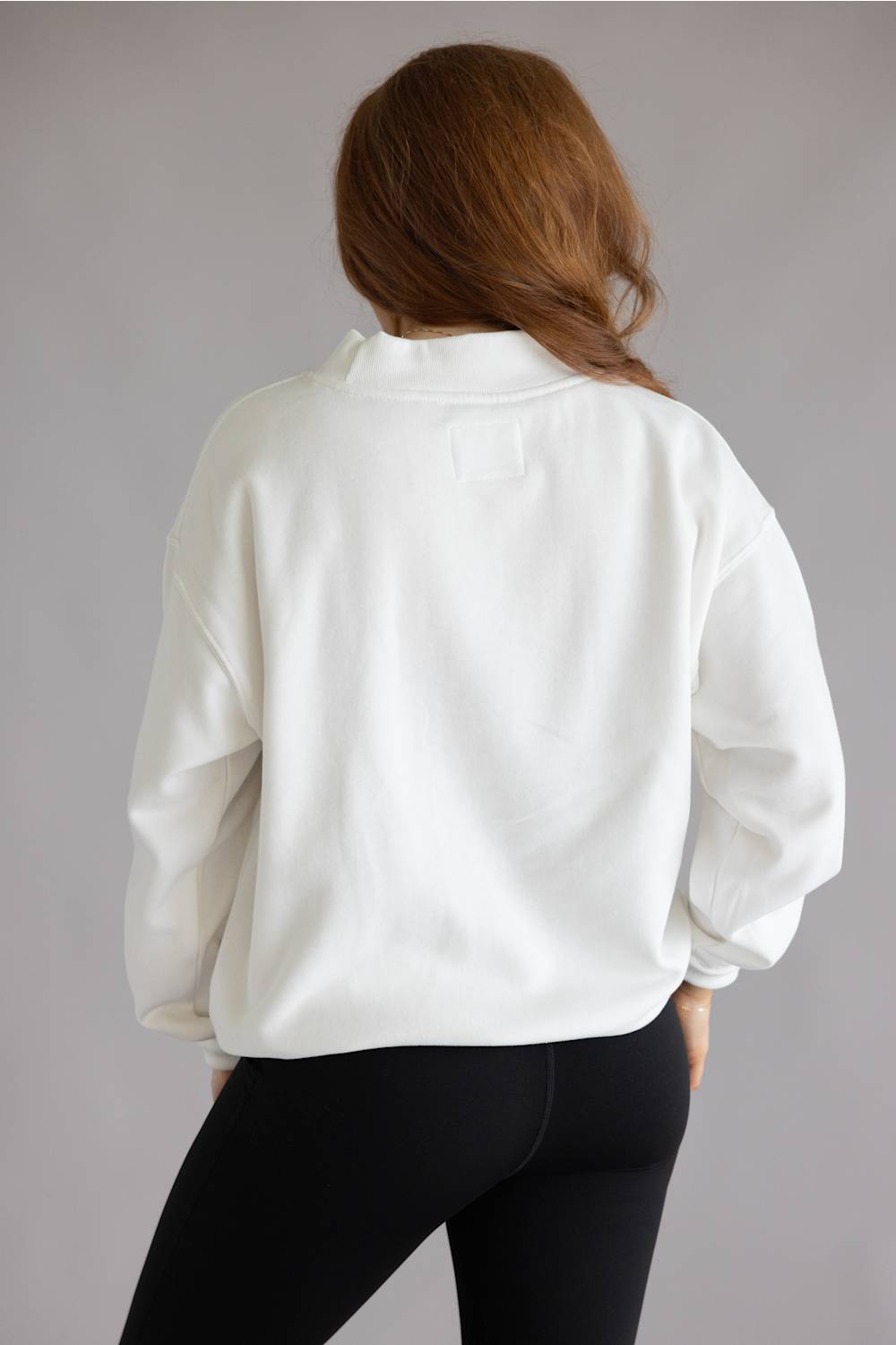 1897 Active USA Embroidered Mock Neck Sweatshirt for Women in Ivory