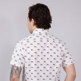 USA Flag Pattern Button Down Shirt for Men in Grey/White