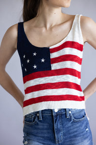 Simply Southern USA Scoop Neck Tank Top for Women in Red/White