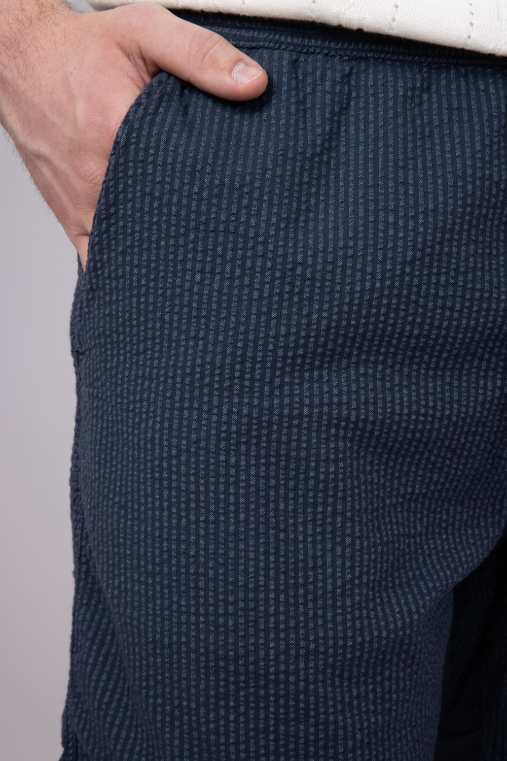Union Paloma Seersucker 8” Shorts for Men in Navy