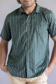Union Venice Printed Rayon Button Up Shirt for Men in Eucalyptus